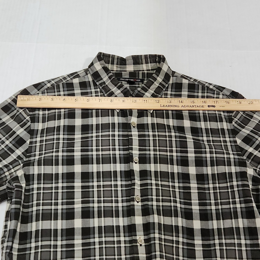 John Varvatos USA Mens Luxury Plaid Shirt Long Sleeve Black White Gray L - Picture 6 of 13